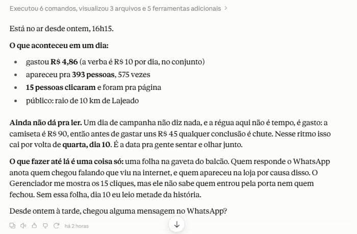 A leitura do resultado da campanha, em português